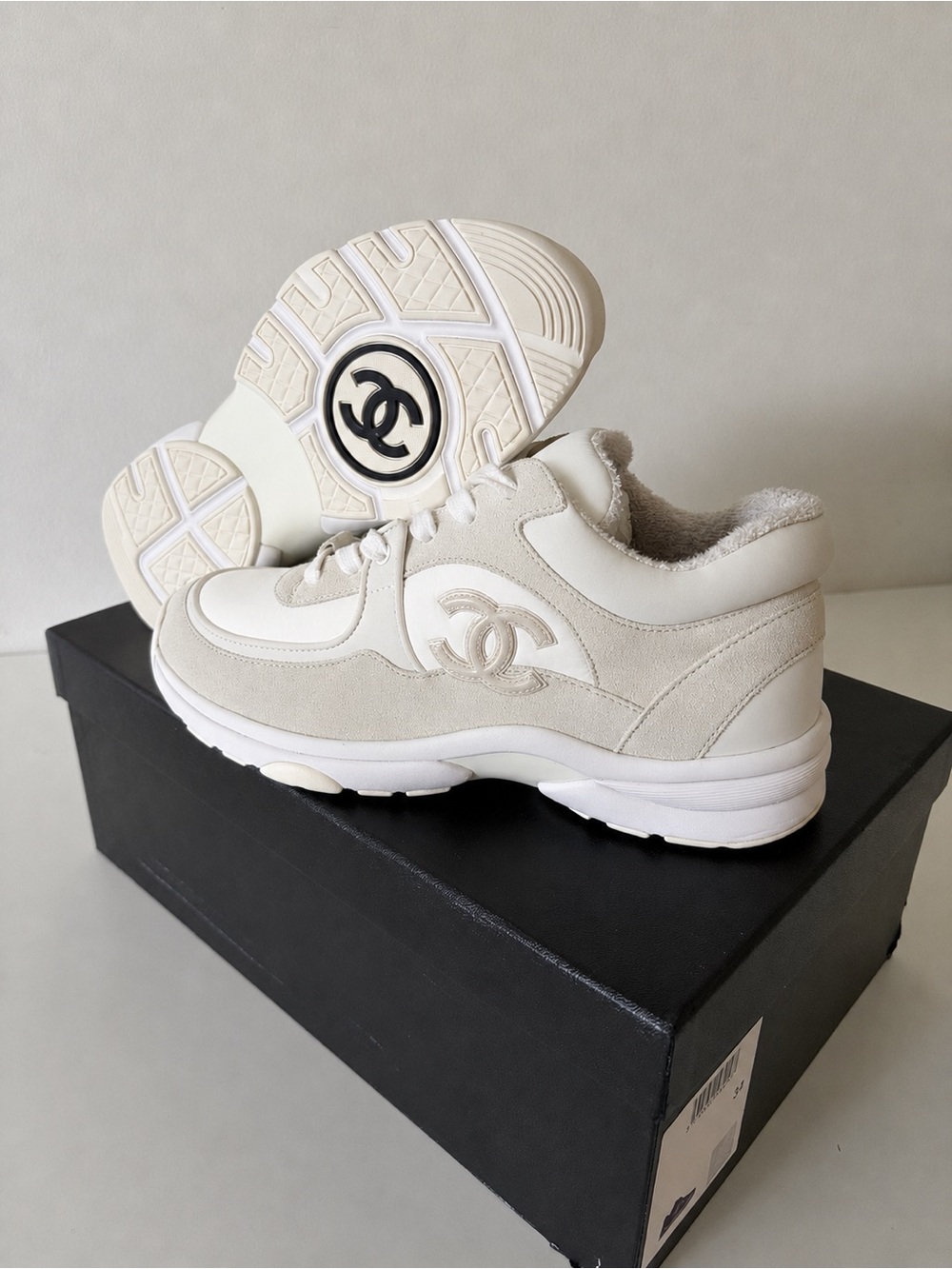 Chanel White CC Logo Sneakers